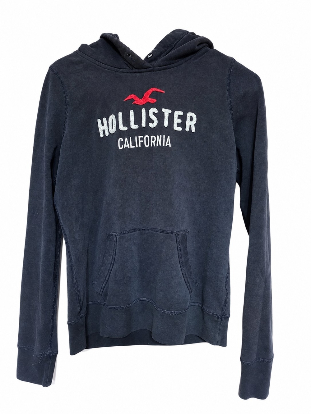 Hollister Navy Hoodie with Red Logo